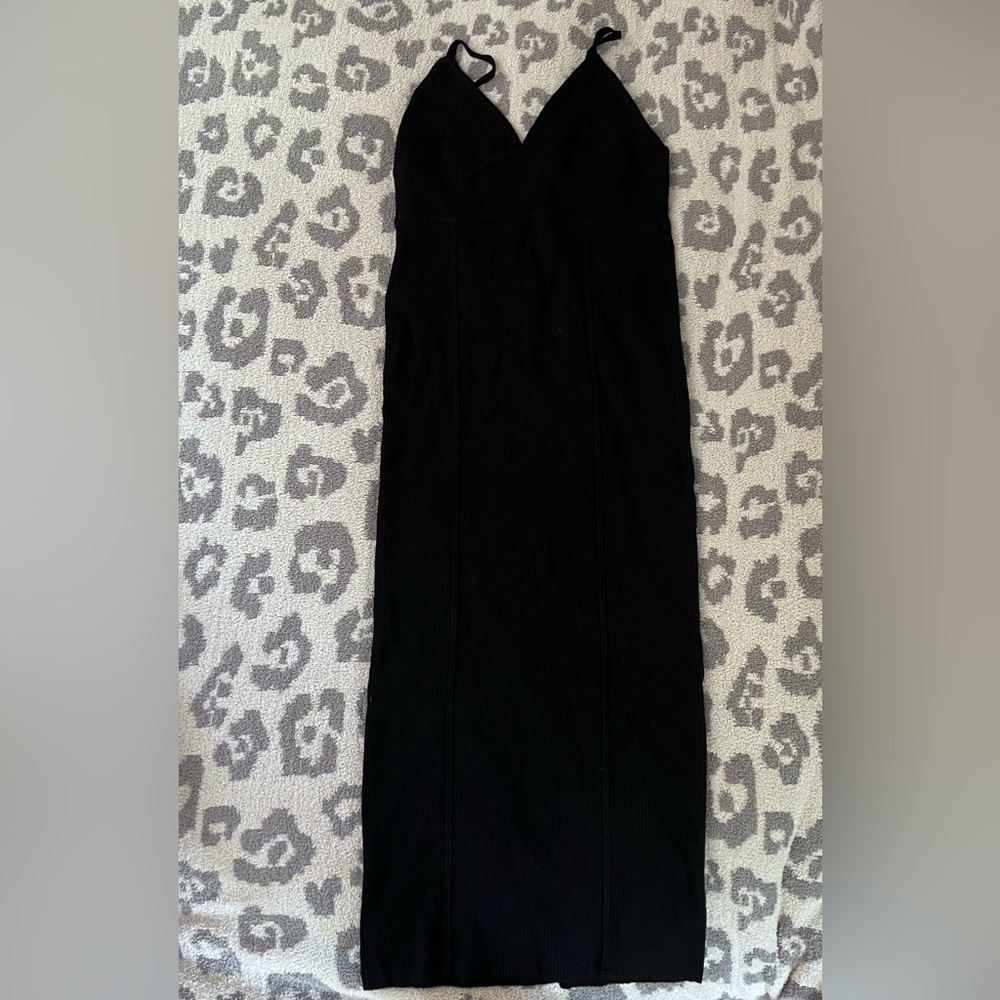 Zara knit ribbed spaghetti strap Sweater maxi dress